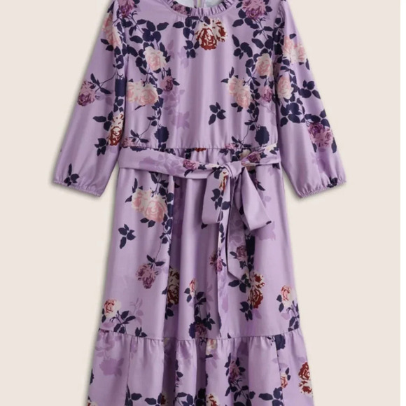 BloomChic Floral Print Belted Pocket Frill Trim Dress XL us 14 - Picture 4 of 4